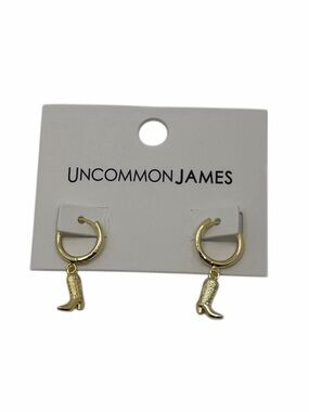 Uncommon James Gold Boot Charm Hoop Earrings